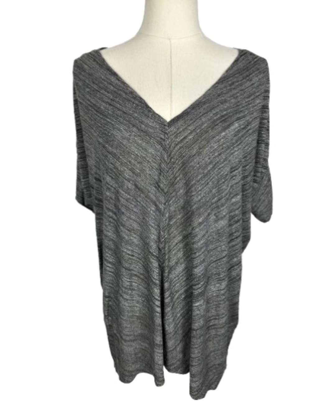 Zara Heather Gray V-Neck Oversized Sweater Top Size L